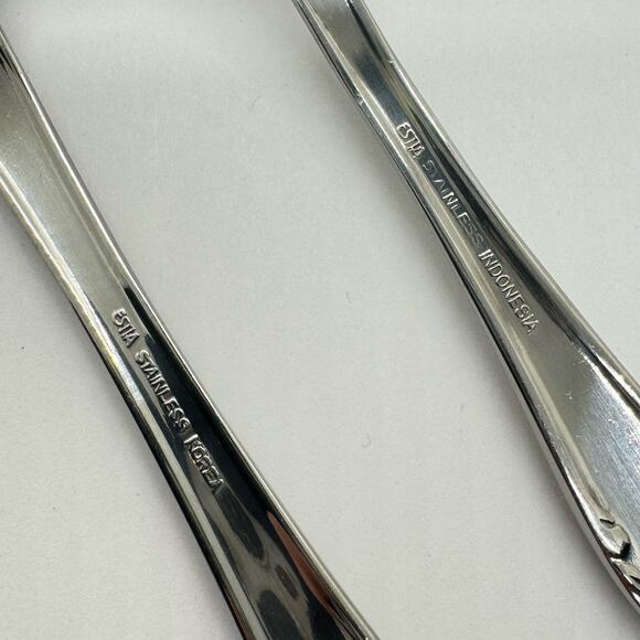 Estia Stainless Serving Set Large Spoon Pierced Spatula Pie Server Floral Motif - Picture 7 of 7